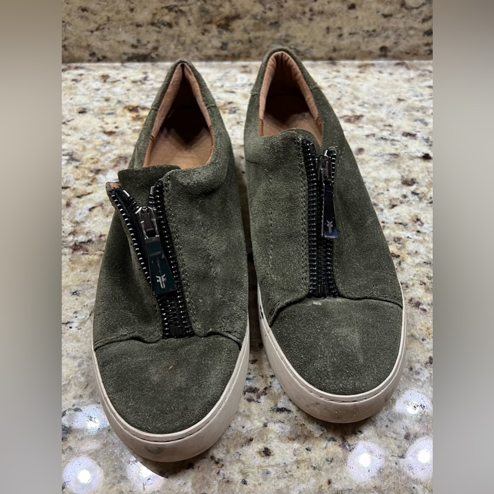Frye Olive Green Suede Sneakers
